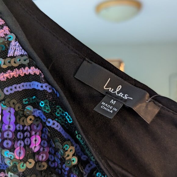 NWT Make a Statement Black Sequin One-Shoulder Bodycon Mini Dress - Picture 7 of 9